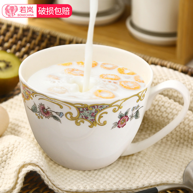 陶瓷早餐杯带盖大容量杯可微波图片