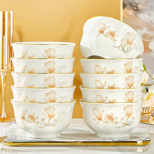 陶瓷碗家用2026新款高颜值釉下彩加厚好看的吃饭碗盘碟子组合餐具