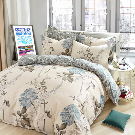 宜眠正品全棉床上四件套1.8x2.2 2x2.3 2.2x2.4米纯棉被套4件套