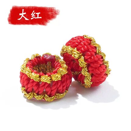 红色线圈手工编织手链调节圈平结扣平结圈
