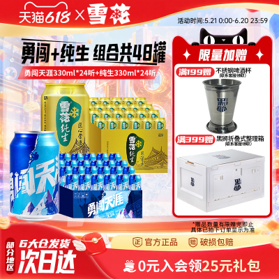 雪花啤酒 勇闯天涯330ml*24听+纯生 330ml*24听 组合装
