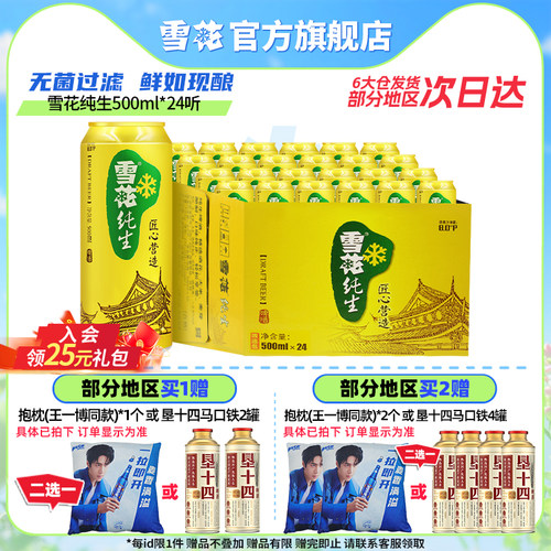 雪花啤酒纯生500ml*24听