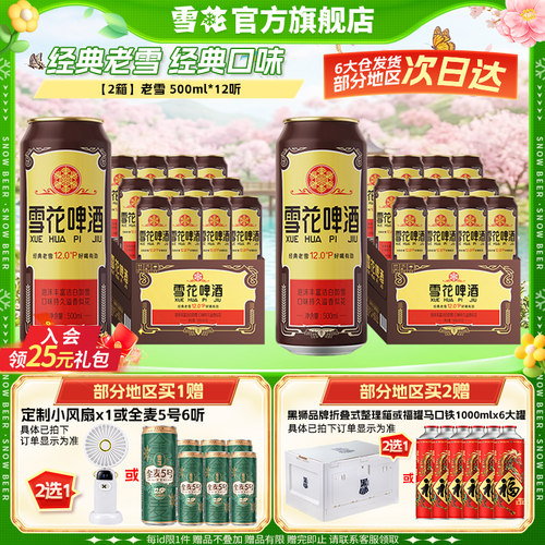 共24听沈阳经典老雪花500ml*12听装*2箱整箱 雪花啤酒官方旗舰店