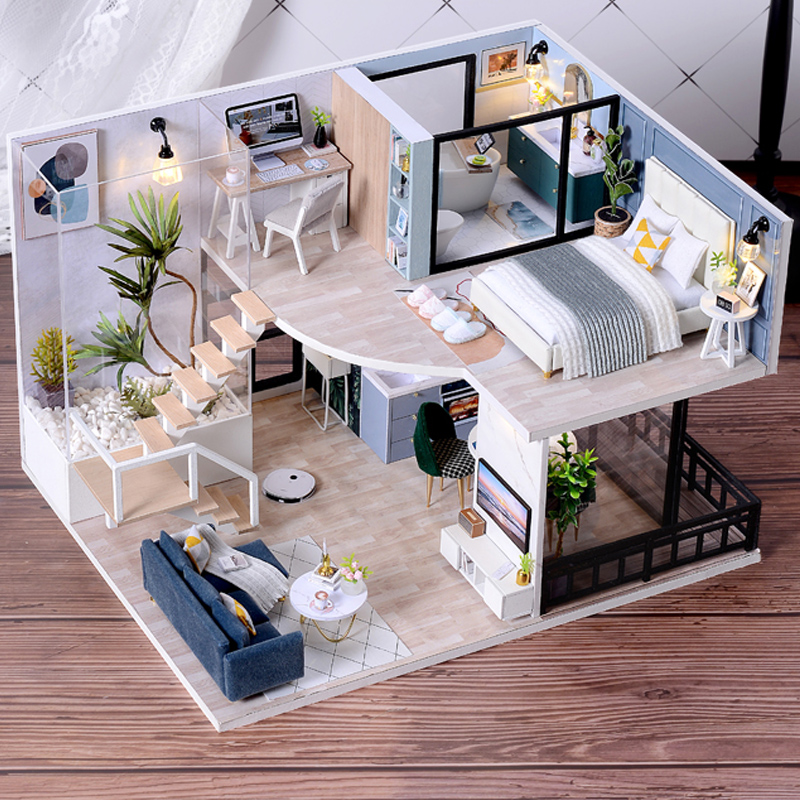 新颖设计智趣屋木质居家模型