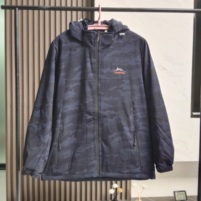 2025新款男士暗花迷彩连帽加绒外套时尚百搭休闲运动上衣