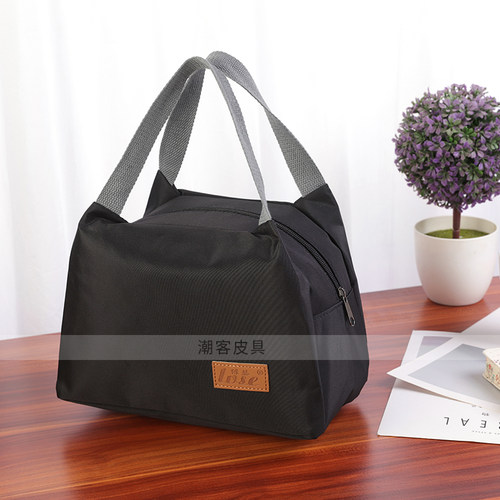 简约饭盒袋防水牛津布男女通用上班手提便当大号带饭学生小方拎包