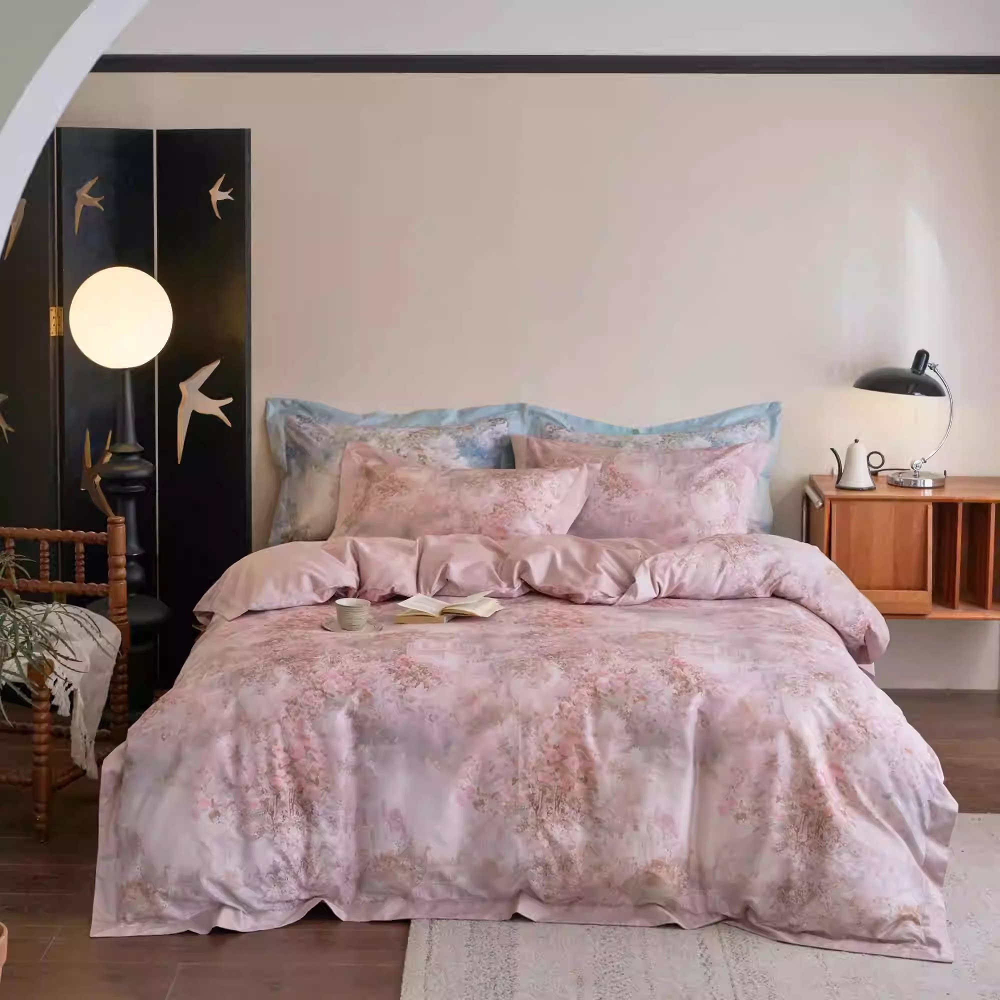 玛万生活100支新疆长绒棉花卉套装轻奢高级感纯棉四季通用四件套