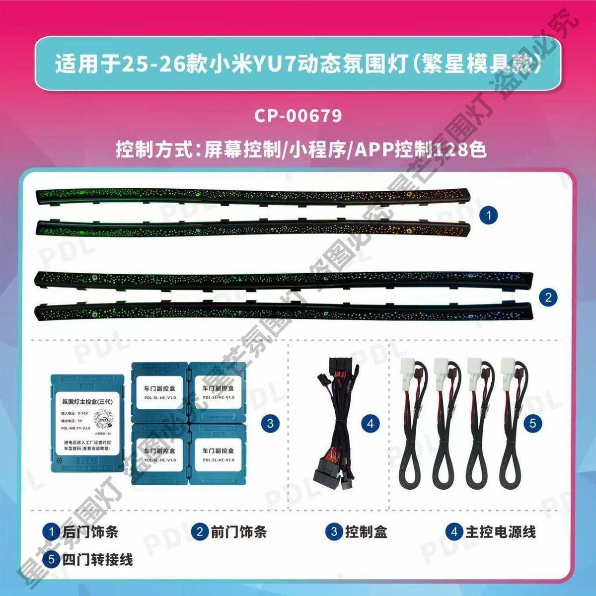 适用小米yu7动态繁星氛围灯无损替换内饰板升级改装原车控制专用