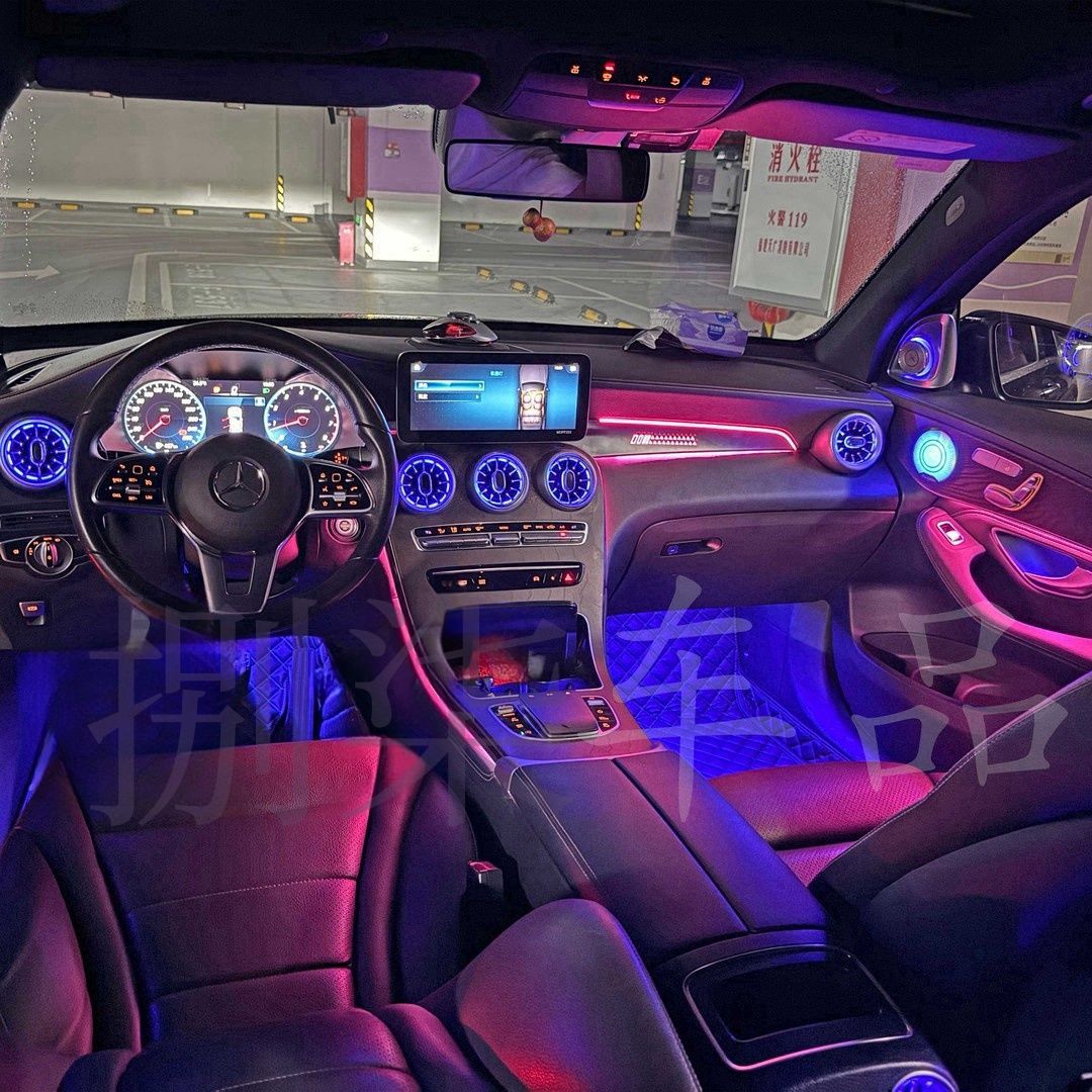 适用奔驰c200l氛围灯W205/C级GLC/C260/C300涡轮出风口旋转氛围灯
