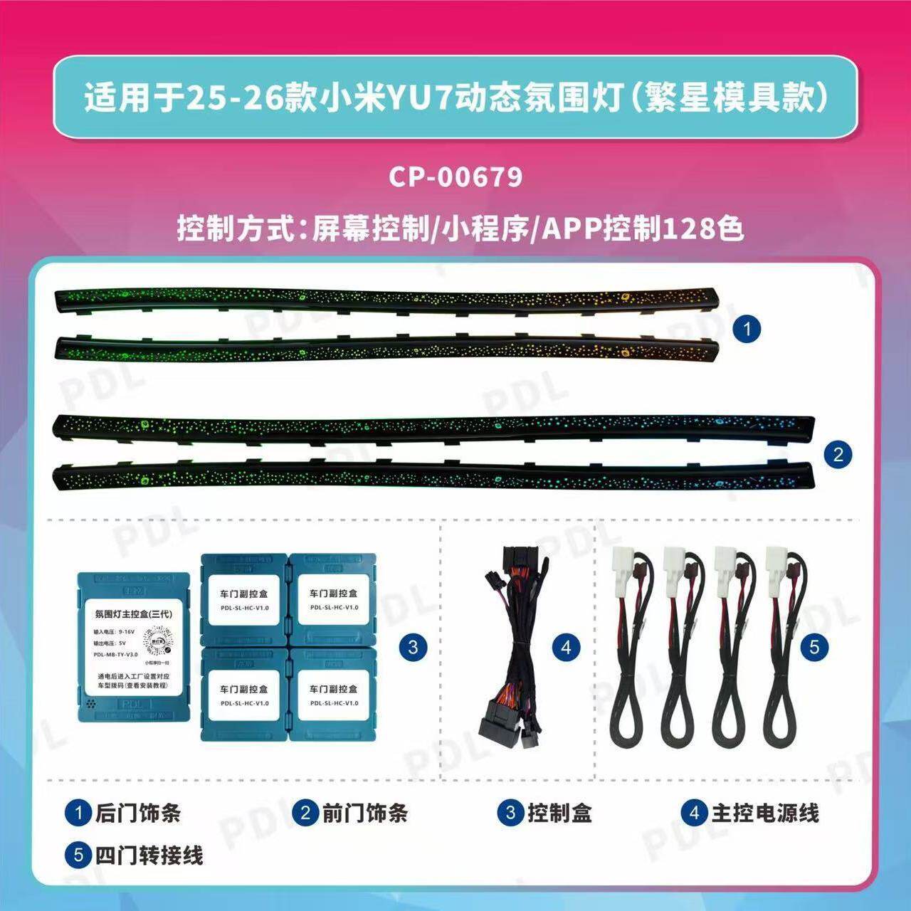 适用小米yu7动态氛围灯原车专用无损替换内饰升级改装原车控制