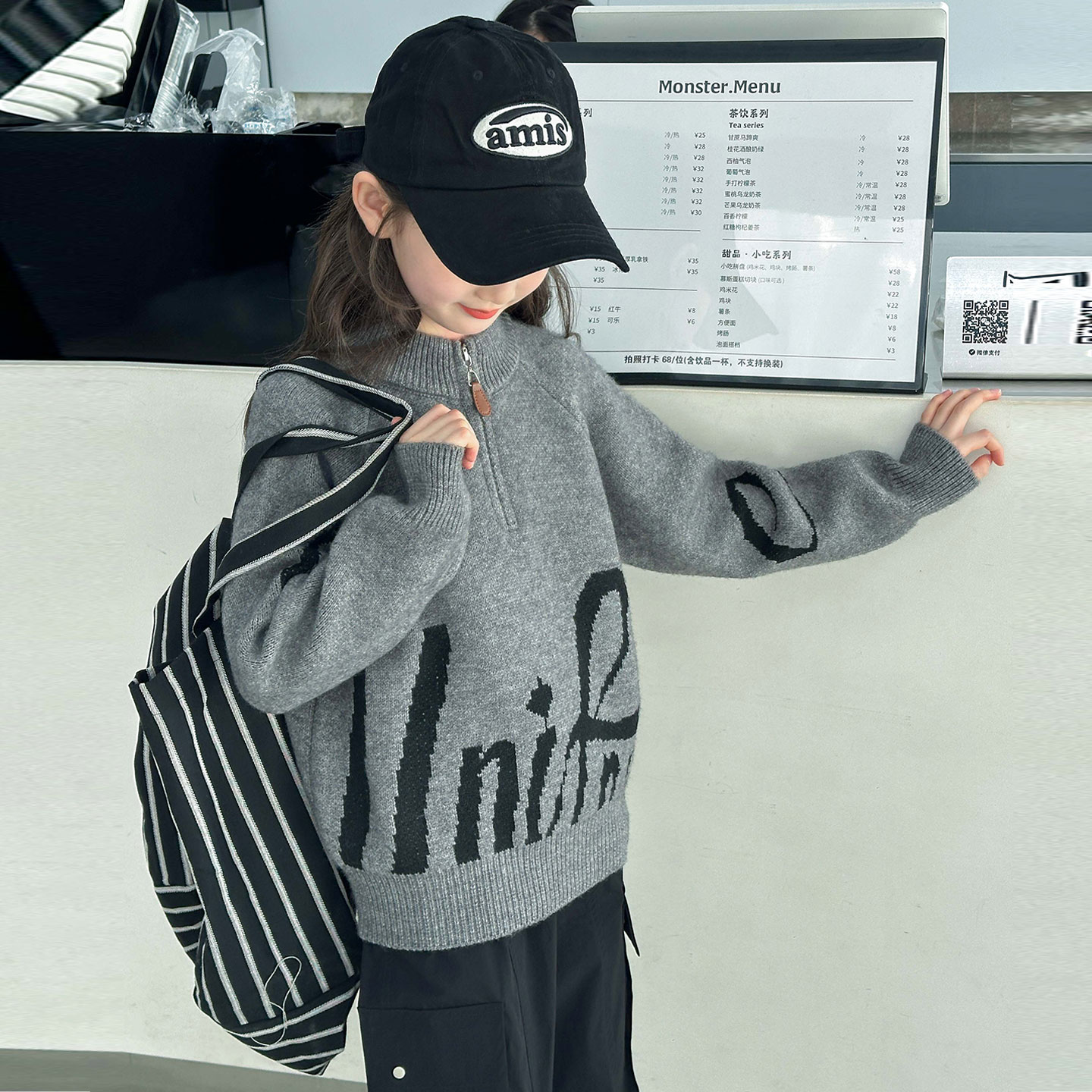 童装女童毛衣半拉链儿童秋冬季加厚2025新款女孩中大童套头上衣女