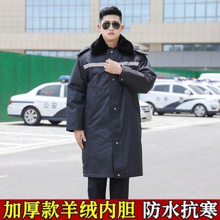 保安大衣男士冬天大衣黑色加厚作训服劳保服男款安保新款加长站岗