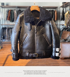 2026新款进口天然羊皮毛一体短款夹克男绵羊皮厚实长毛皮草皮衣冬