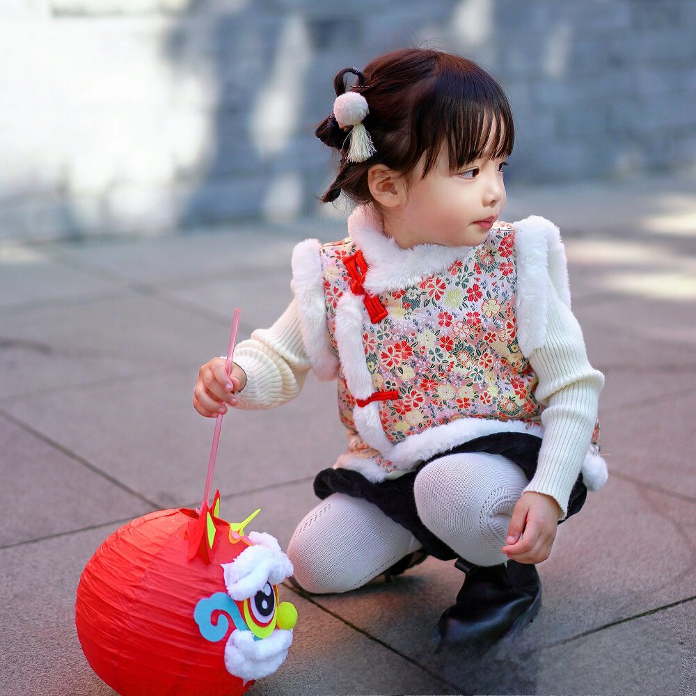 男女童冬季加绒加厚拜年服马甲儿童中国风唐装宝宝外穿背心新年服
