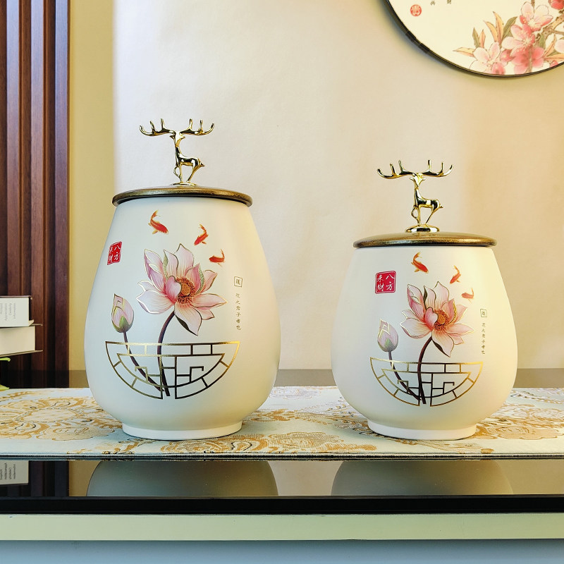 新中式陶瓷储物罐美式零食罐茶叶罐客厅茶几玄关酒柜高档装饰摆件,家居饰品,储物罐,淘宝优惠券,粉丝福利购,淘宝优惠卷