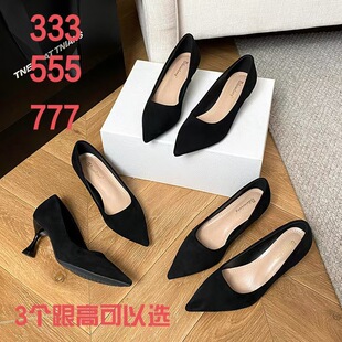 气质浅口单鞋女鞋25春秋新款简约百搭安可拉红法式晚 风瓢鞋高跟