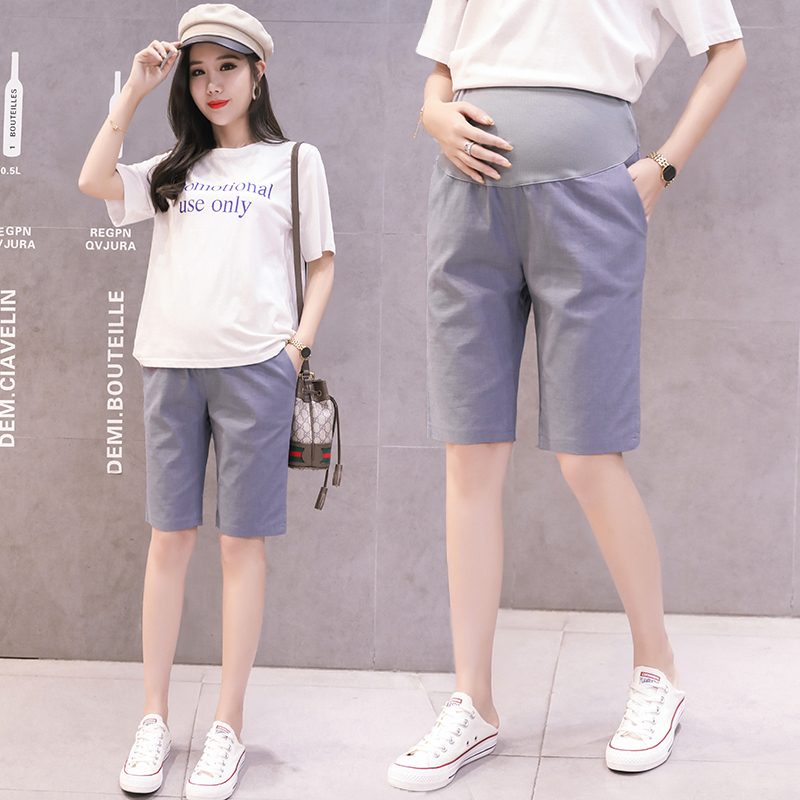 孕妇裤子夏季薄款棉麻托腹五分裤外穿打底裤夏装女短裤怀孕裤中裤