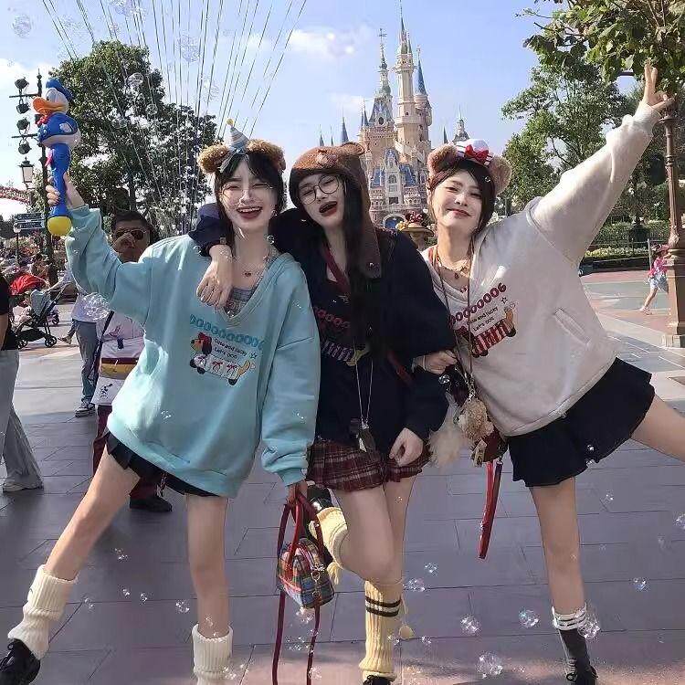 日系腊肠狗毛巾绣花两件套卫衣女秋冬甜美软妹设计感宽松休闲上衣