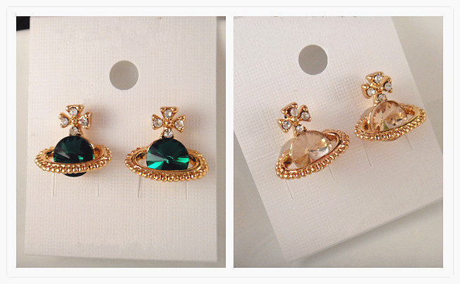 the republic of korea French commute Imported golden Saturn Hao Shi Rhinestone Ear Studs Earrings Earrings Earrings Black green champagne womanin the Accessories/Fashion Jewelry, Earring , Earring  category - from Buy2taobao.com to provide professional Taobao agent buy service