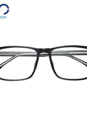 韩版男透明板材框架男近视眼镜大脸方形舒适眼镜变色防蓝光67045