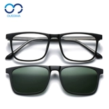 Очки TR90 рамки Большой лицо мужские солнцезащитные очки зажима микроскопия