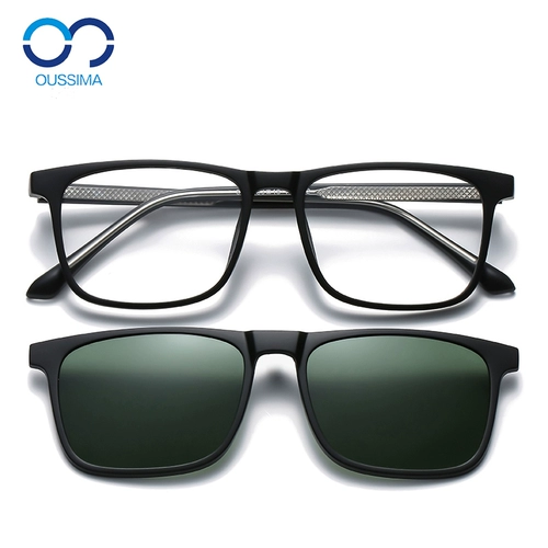 Очки TR90 рамки Большой лицо мужские солнцезащитные очки зажима микроскопия