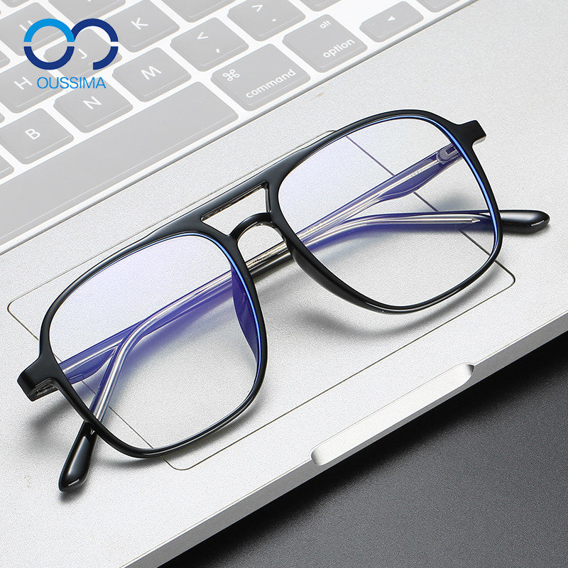 新嘻哈方形黑框双梁飞行员眼镜透明大框粗框男女近视眼镜框67060