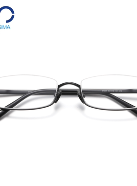 纯钛下半框眼镜近视男款可配度数设计师小众玫瑰金眼睛框架素颜女