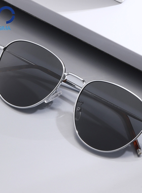 偏光圆形墨镜金属框太阳镜配近视