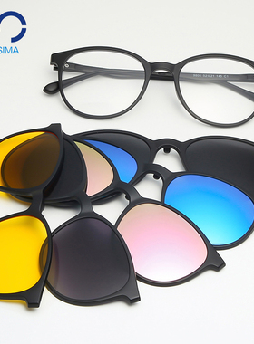 超轻TR90近视偏光太阳眼镜女圆形开车夜视大框可磁吸镜式墨镜9806