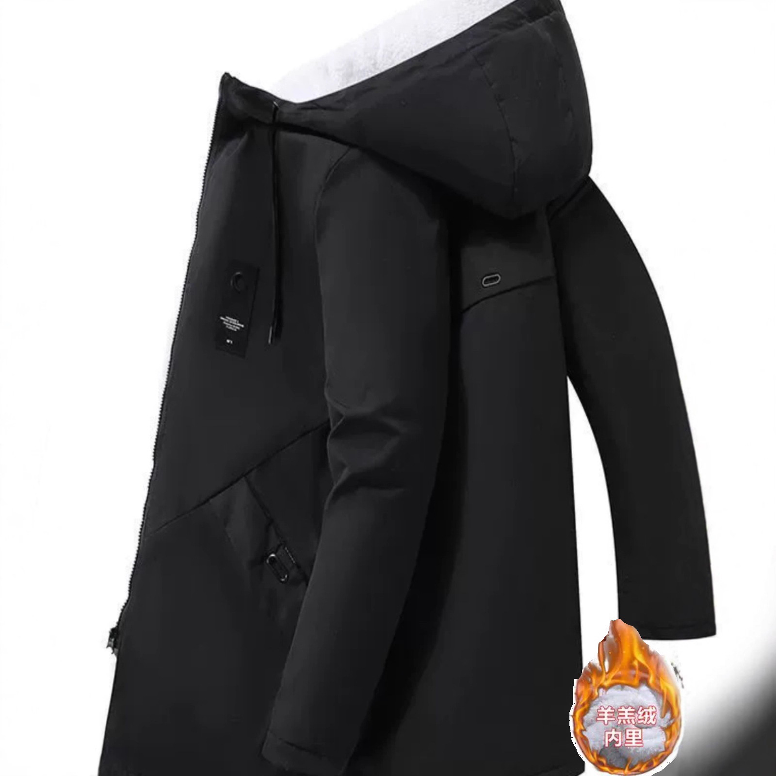 加绒加厚风衣男中长款棉袄2025休闲棉衣外套冬季男士防寒保暖