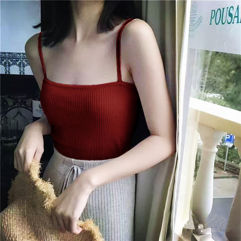 针织吊带小背心美背无袖打底上衣