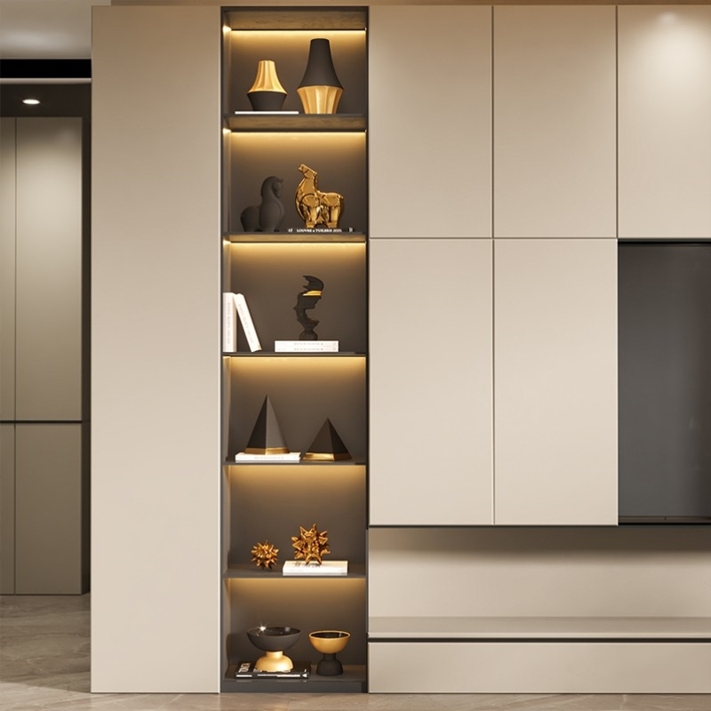 高级感奢华金客厅电视墙展示柜