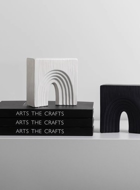 黑白双拱门摆件北欧简约创意