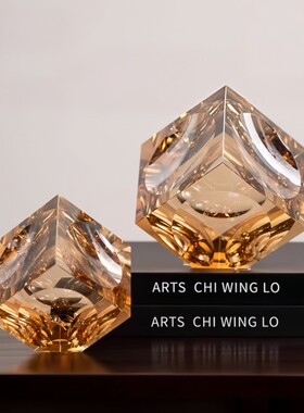 高级感水晶几何实心方块摆件