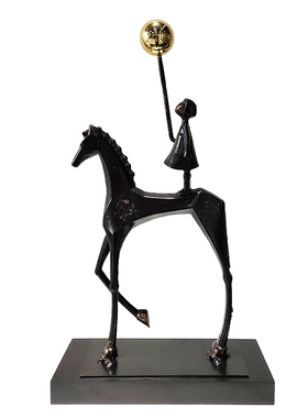 高级感举气球梦想女孩摆件轻奢高档雕塑玄关客厅电视柜办公室软装