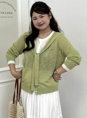 乃粒23813大码女装假两件上衣女2026春胖mm休闲学院风长袖针织衫