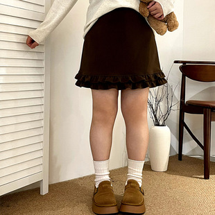 乃粒NQ1336大码女装高腰显瘦半身裙女包臀裙2025冬胖mm木耳边短裙