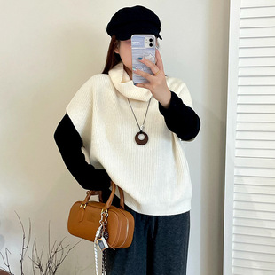 乃粒大码女装外穿内搭无袖上衣2025冬胖mm高领毛衣针织马甲23611