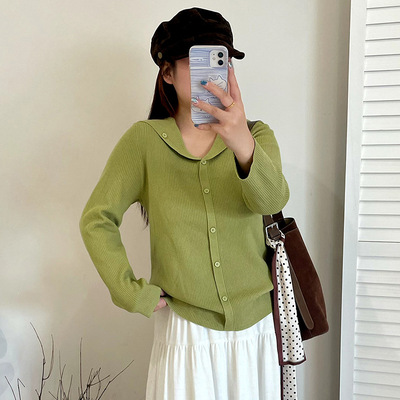 乃粒23619大码女装百搭学院风海军领毛衣2025冬胖mm宽松针织衫女