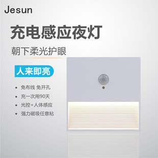新款USB充电感应地脚灯86型楼梯过道床头免布线智能人体感应夜灯