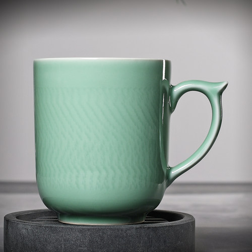 青瓷茶杯大号家用杯陶瓷酒杯扎啤杯牛奶杯大容量无盖老板泡茶杯子