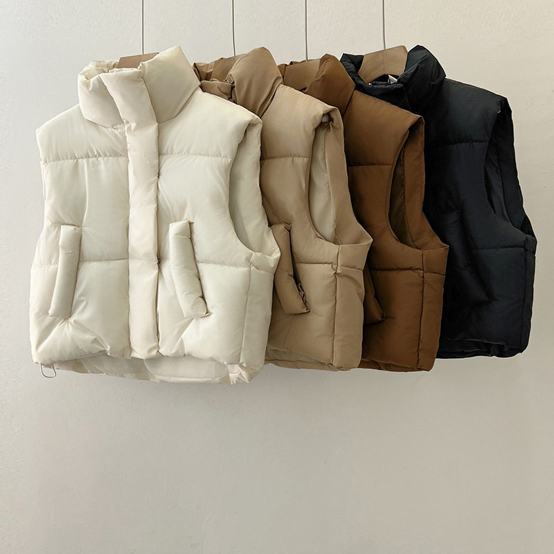 冬季新款棉服马甲短款韩版宽松立领羽绒棉服马夹坎肩外穿加厚