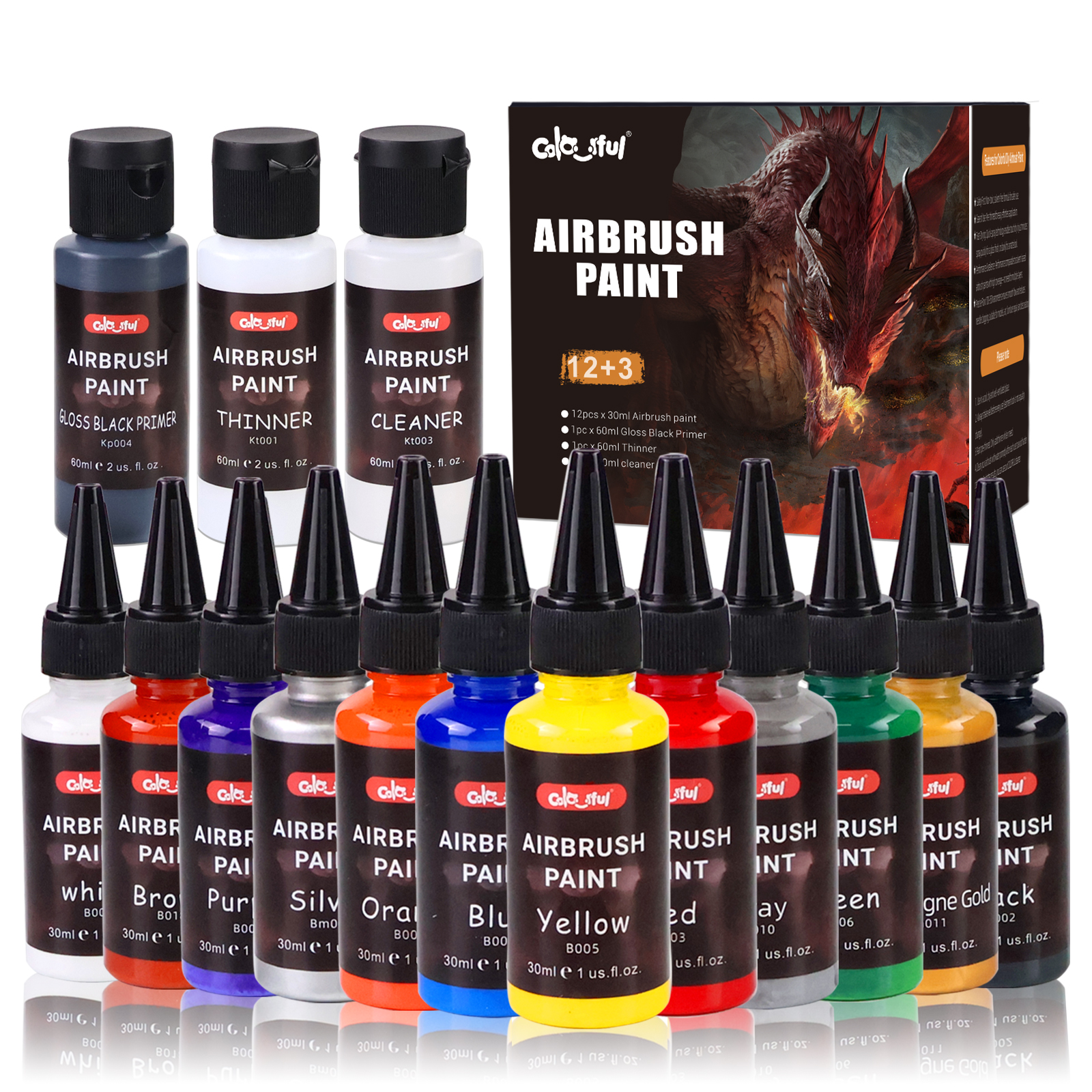 喷枪水性12色30ML丙烯颜料