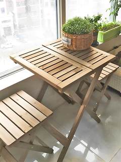 阳台木桌小桌椅折叠桌户外桌子便携式庭院靠墙花园餐桌实木简易