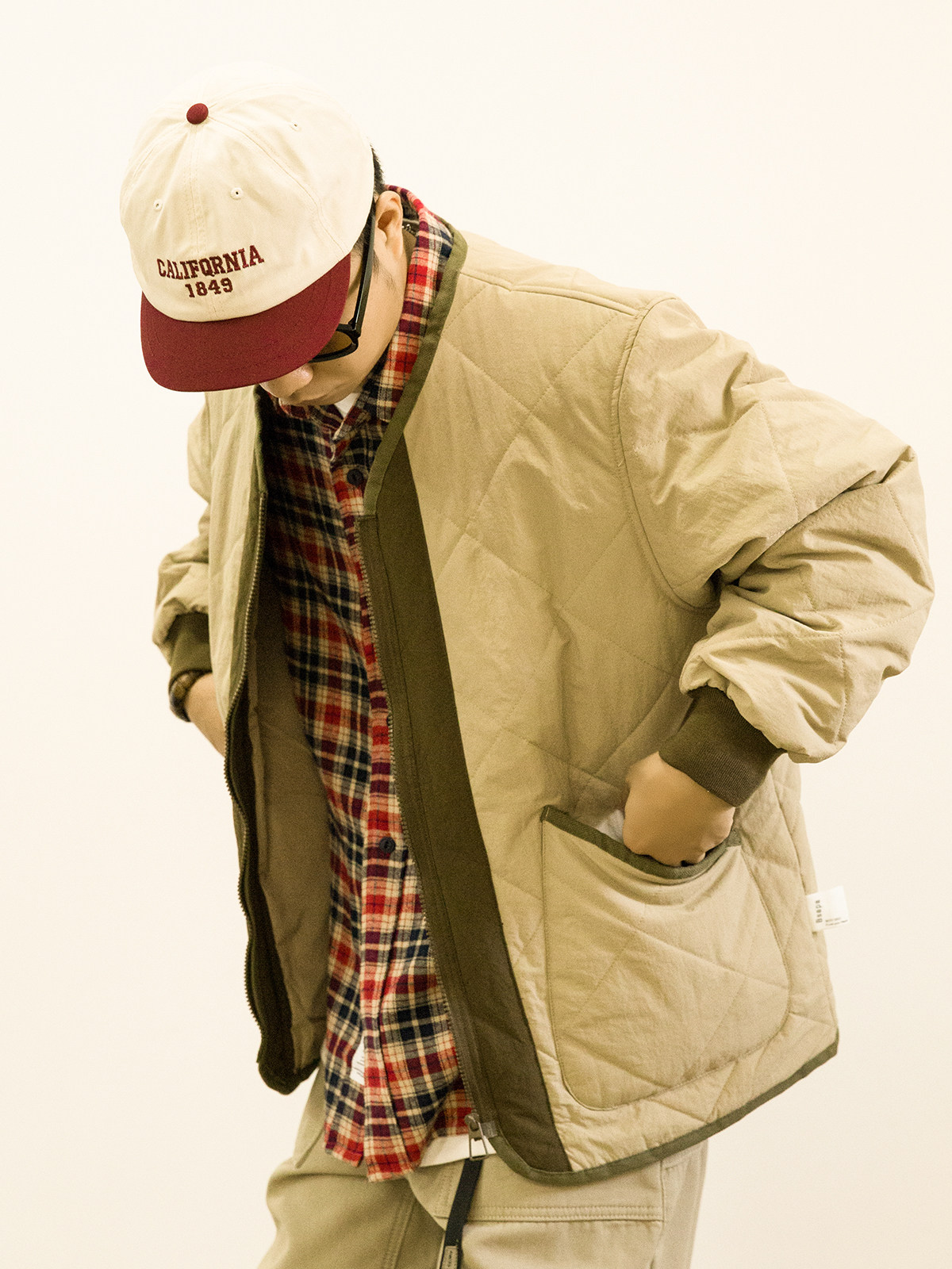 衍缝夹棉外套男潮棉衣