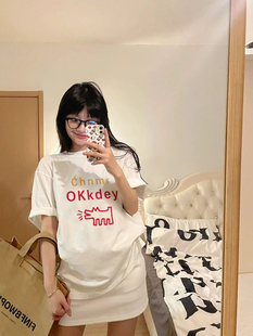 纯棉短袖t恤女重磅新款爆款宽松显瘦上衣夏季美式设计感小众半袖