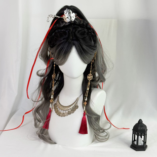 古风汉服假发女长发日常中分渐变长卷发少年感高马尾造型仿真发