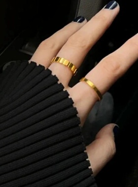 金店同款沙金精致光面素戒指简约冷淡风高级感设计送女友礼物