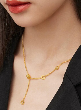 金店同款沙金小蛮腰轻奢经典女款项链小众时尚气质锁骨链送女友
